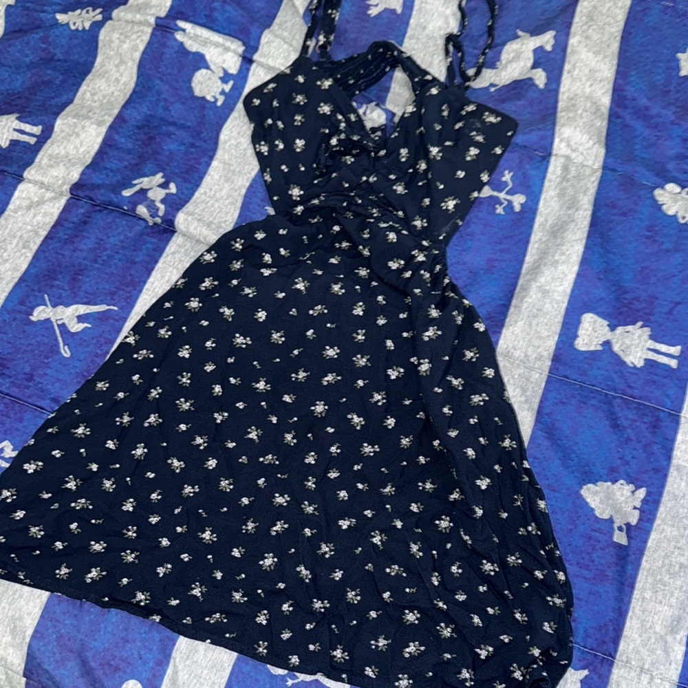 Navy Floral hollister Halter Dress